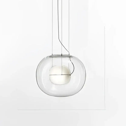 Modern glossy black glass ball pendant light featuring a clear glass globe and sleek minimalist design for dining room decorbites brokis big