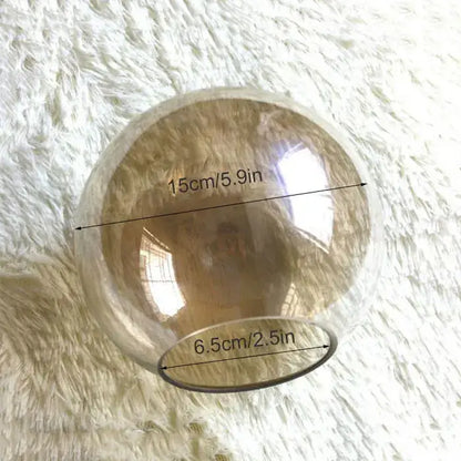 Modern glossy gold grey glass lamp shade featuring a translucent amber glass globe with precise interior measurements