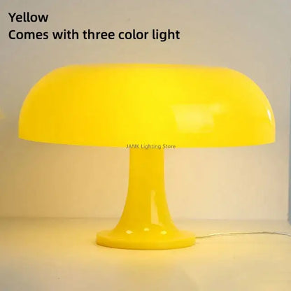 Modern glossy orange mushroom table lamp with led mushroom table lighting and three-color options for bedroom use