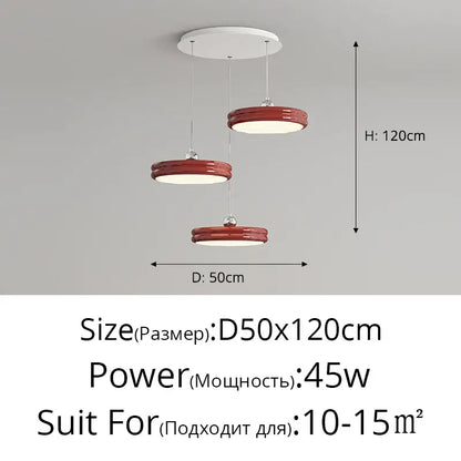 Modern red circular dimmable pendant light with chrome hardware and white ceiling mount for decorbites circular dimmable use