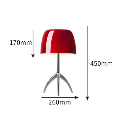 Modern glossy red candy color table light with vibrant ceramic lampshade and chrome tripod base decorbites candy color