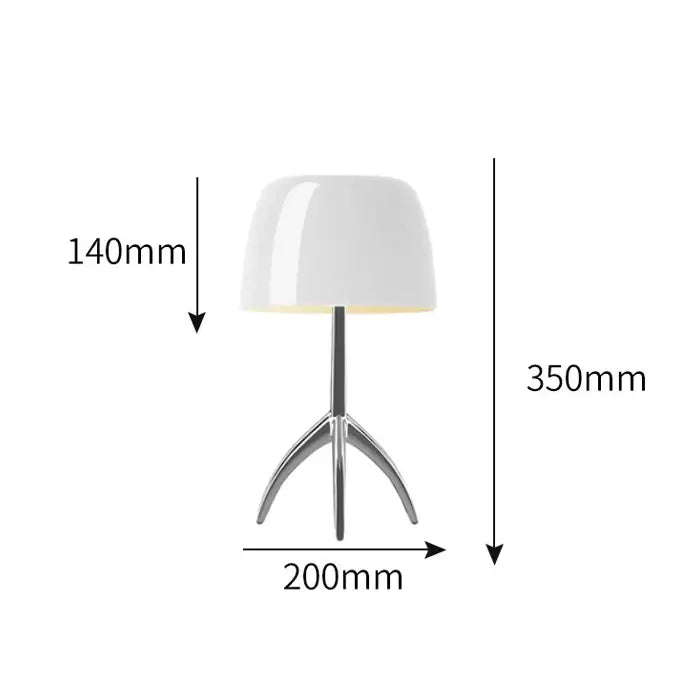 White ceramic modern candy color table light with sleek chrome tripod base for bedroom decorbites color table light