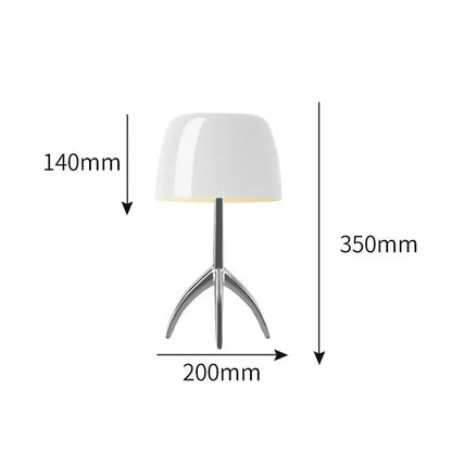White ceramic modern candy color table light with sleek chrome tripod base for bedroom decorbites color table light