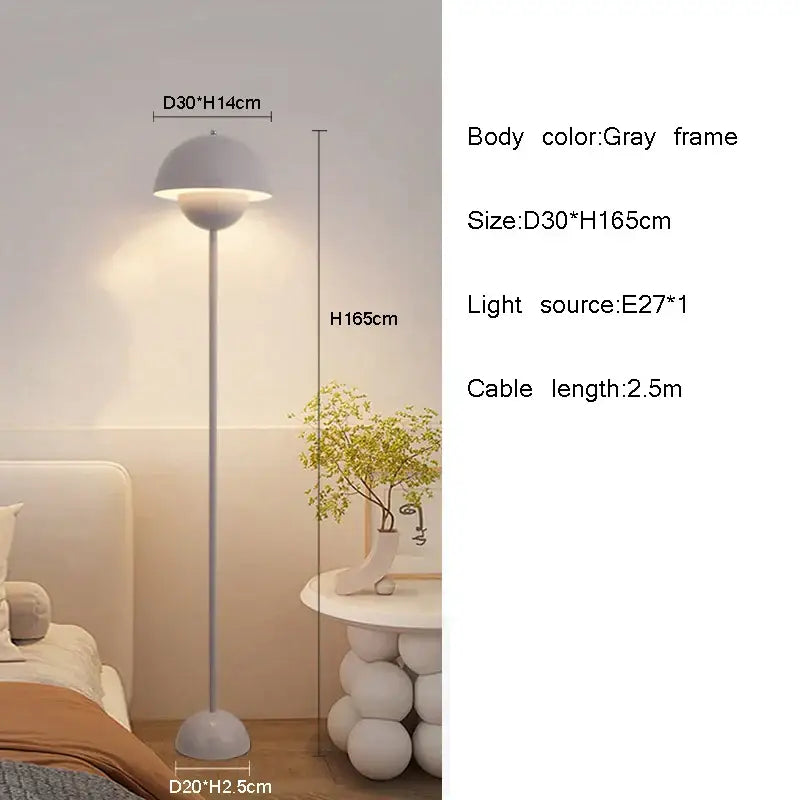Gray frame floor lamp with sleek modern design and warm ambient lighting for living room e27 led modern floor lamp