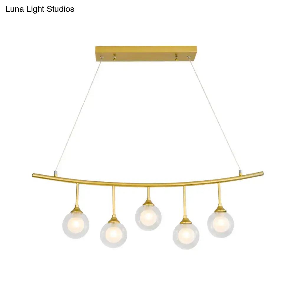 Decorbites modern 5-bulb gold island pendant light with frosted glass shades for 220v-240v and 110v-120v use