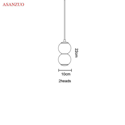 Modern gold asanzuo pendant lights with two spherical glass ball heads suspended by thin rod for dining room decorbites glass ball pendant