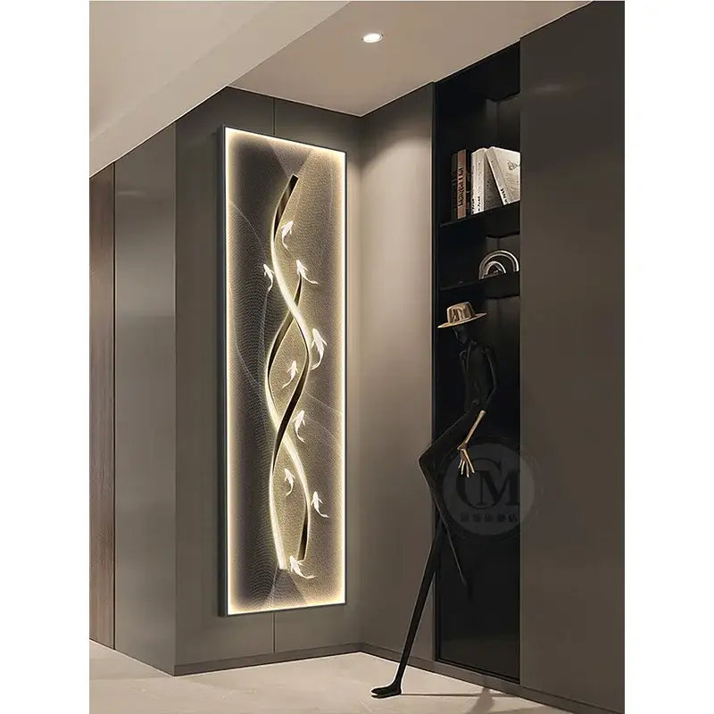 A sleek decorbites dimmi modern wall lamp with flowing gold and black waves for modern living room decorbites dimmi modern abstract