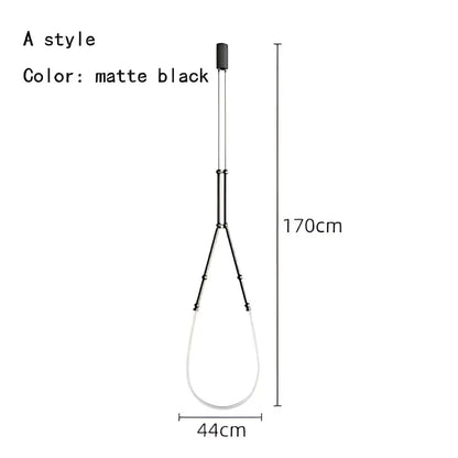 Matte black a-style hanging tool with sleek elongated design and 170cm length for modern brushed nickel pendant light acrylic construction