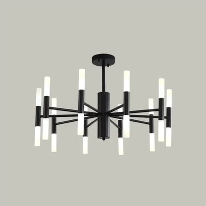 Decorbites™ modern black chandelier with multiple white acrylic cylindrical lights for dining room 110v-120v 220v-240v