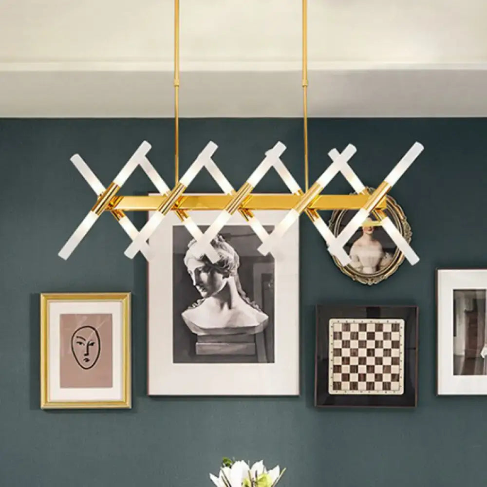 Decorbites modern 20-light acrylic ceiling lamp with gold metal arms and white acrylic lights for dining room 110v-120v 220v-240v