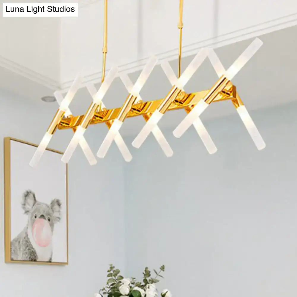 Decorbites modern 20-light gold-toned acrylic ceiling lamp with intersecting white light bars for dining room 110v-120v 220v-240v