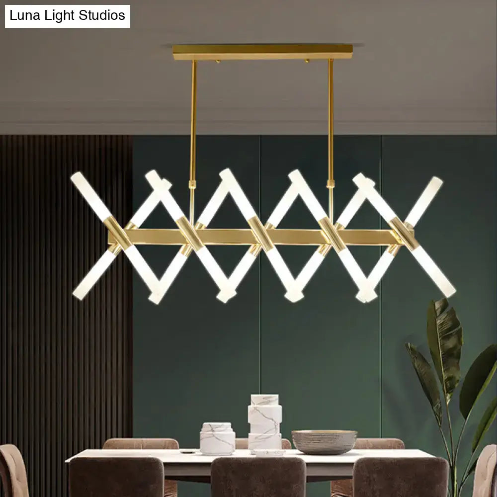 DecorBites modern 20-light acrylic ceiling lamp with gold-toned geometric LED bars for dining room 110v-120v 220v-240v