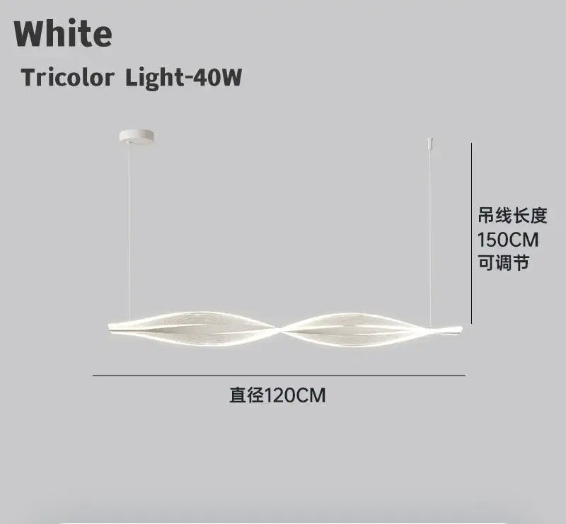 Modern gold acrylic led pendant lamp with white tricolor intertwined wave-shaped arms for dining room decorbites acrylic led
