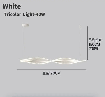 Modern gold acrylic led pendant lamp with white tricolor intertwined wave-shaped arms for dining room decorbites acrylic led