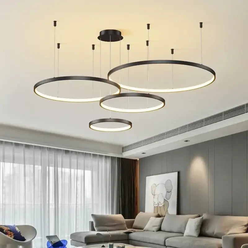 Modern black circular pendant light with illuminated acrylic led ring from decorbites for stylish dining room decor