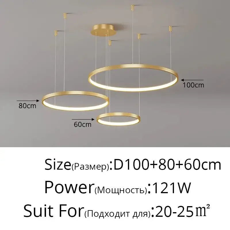 Modern gold acrylic led ring pendant light with three concentric rings for dining room decorbites acrylic led chandelier