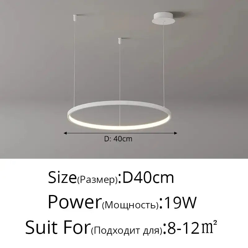 Modern gold acrylic led ring pendant light with sleek white circular led design 40cm diameter for dining room decorbites acrylic led