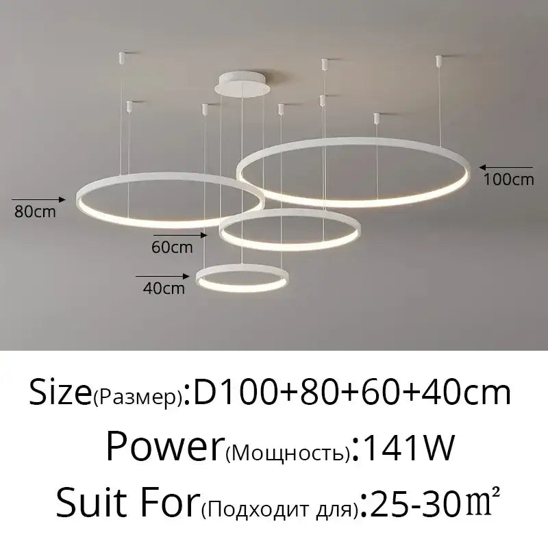 Modern white circular pendant light with multiple acrylic led rings for elegant dining room decorbites acrylic led design