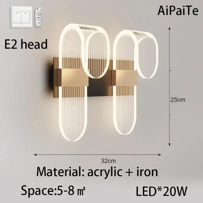 Modern gold acrylic lustre chandelier featuring dual-head curved acrylic and iron wall sconce for living room decorbites acrylic lustre