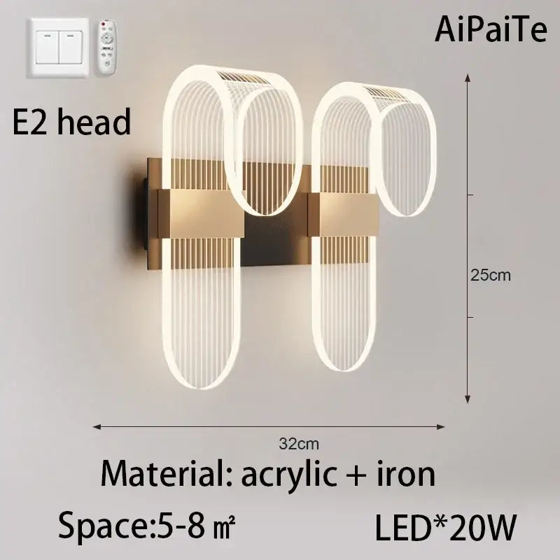 Modern gold acrylic lustre chandelier featuring dual-head curved acrylic and iron wall sconce for living room decorbites acrylic lustre