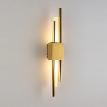 Modern gold acrylic pipe led wall lamp with sleek vertical rods and warm ambient lighting wall sconce for bedroom