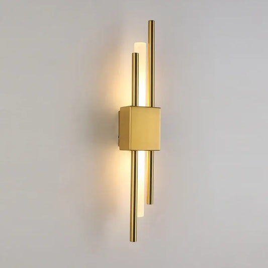Modern gold acrylic pipe led wall lamp with sleek vertical rods and warm ambient lighting wall sconce for bedroom