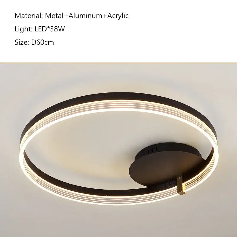 Modern black circular ceiling light with led illumination and sleek metal-aluminum-acrylic design for decorbites acrylic round ring ceiling decor