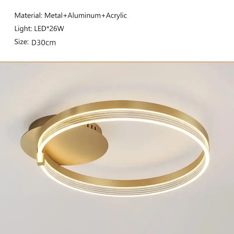 Modern gold acrylic round ring ceiling light with multiple concentric rings and led illumination for living room decorbites acrylic round