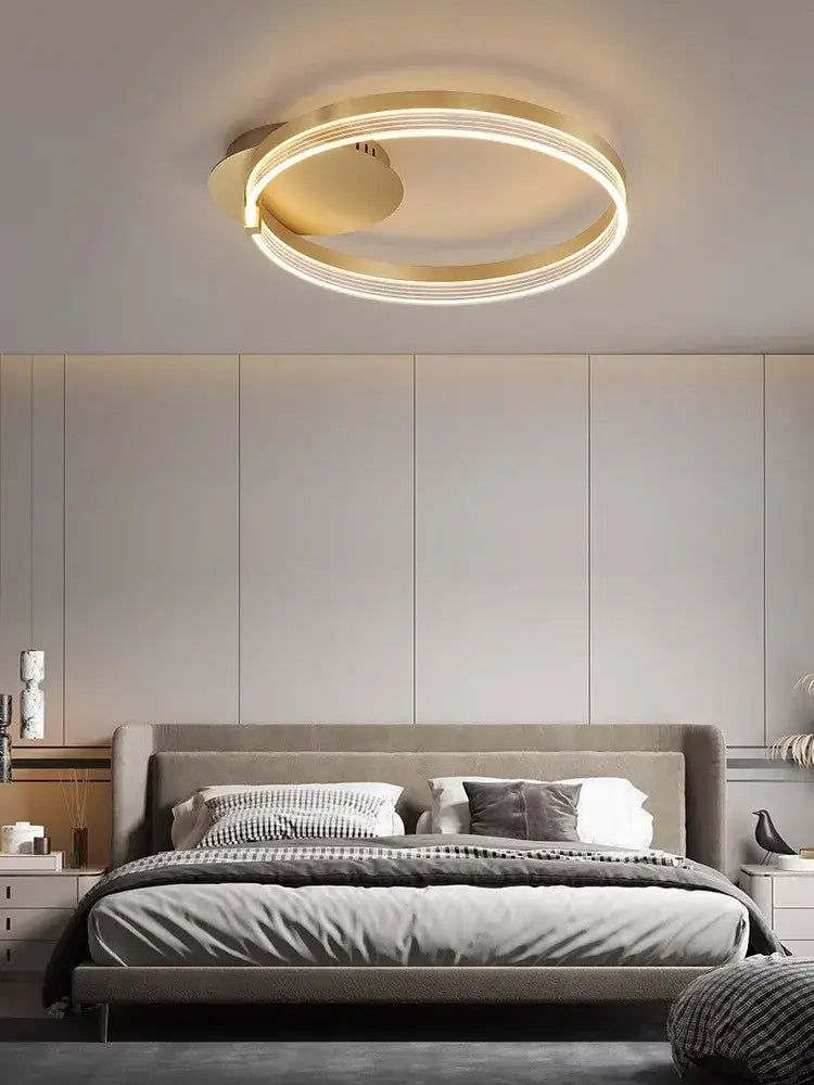 Modern gold acrylic round ring ceiling light with integrated led ring and minimalist design for living room decorbites acrylic round