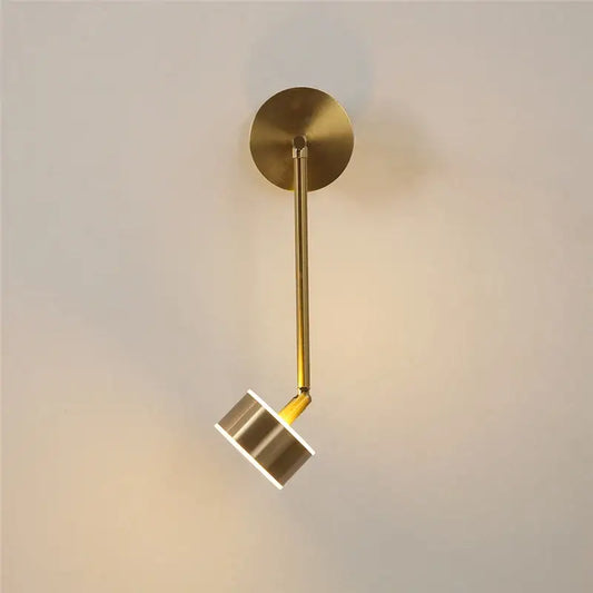 Modern gold brass finished adjustable direction wall lamp with cylindrical spotlight for bedroom wall light decorbites