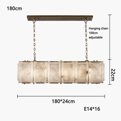 A modern gold alabaster dimmable led marble art chandelier with brushed brass frame and five translucent panels for dining room decorbites dimmable led