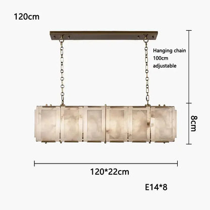Modern gold alabaster dimmable led marble art chandelier with brass frame and eight off-white panels for dining room decorbites dimmable led
