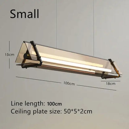 Modern gold amber led pendant lamp with black metal frame and transparent glass panels for dining room decorbites amber led