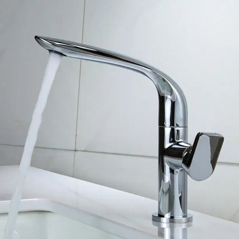 Modern gold and black basin faucet with chrome finish single handle and curved spout by decorbites basin faucet