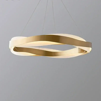 Modern gold and black circle chandelier pendant light with sleek intertwined ring design for dining room decorbites black circle