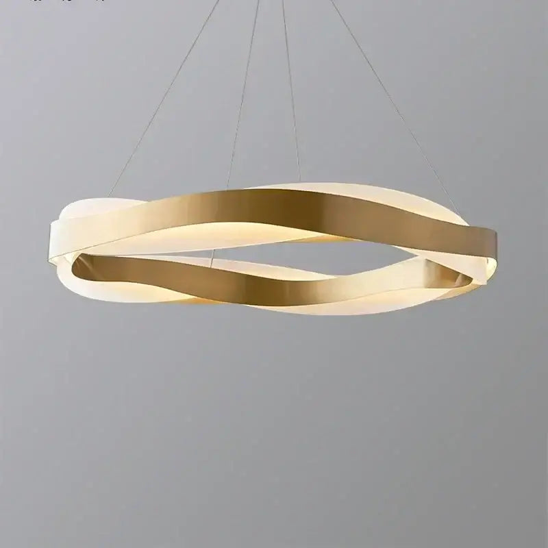 Modern gold and black circle chandelier pendant light with sleek intertwined ring design for dining room decorbites black circle
