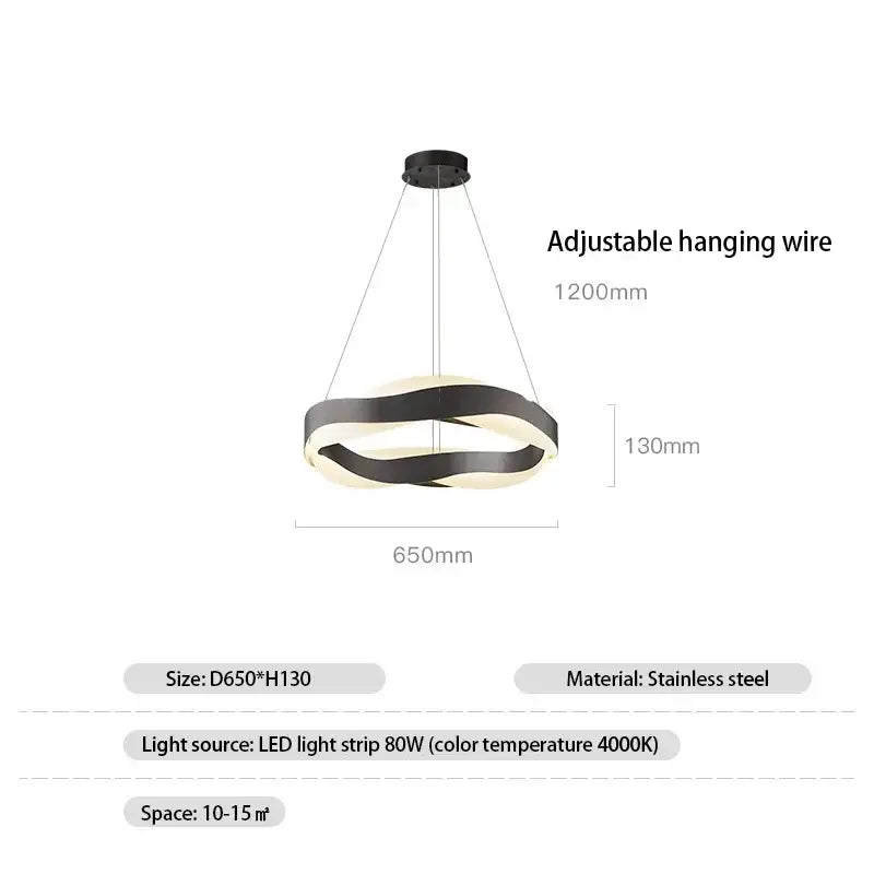 Modern black and white ring-shaped pendant light with stainless steel construction for decorbites black circle chandelier decor