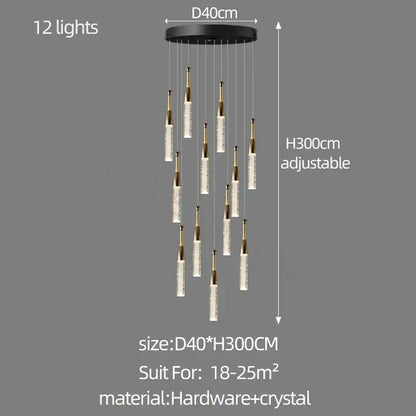 Black circular ceiling decorbites crystal chandelier with 12 gold-toned crystal pendant lights for living room lighting