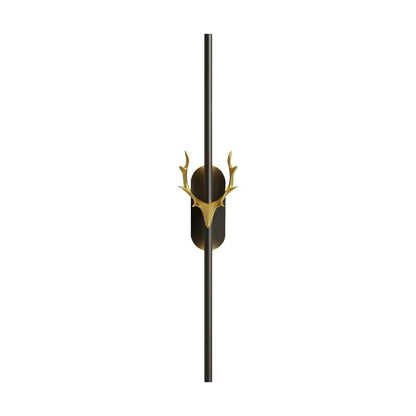 A sleek black wall lamp featuring a polished gold decorbites deer horn led design for modern bedroom decor