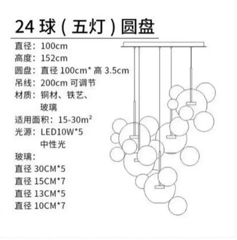 Modern gold and black glass chandelier featuring 24-bulb cascading decorbites glass chandelier for living room pendant light