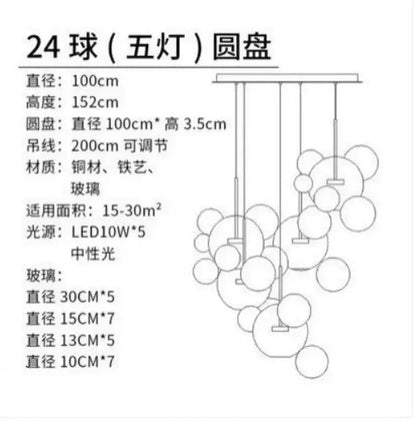 Modern gold and black glass chandelier featuring 24-bulb cascading decorbites glass chandelier for living room pendant light