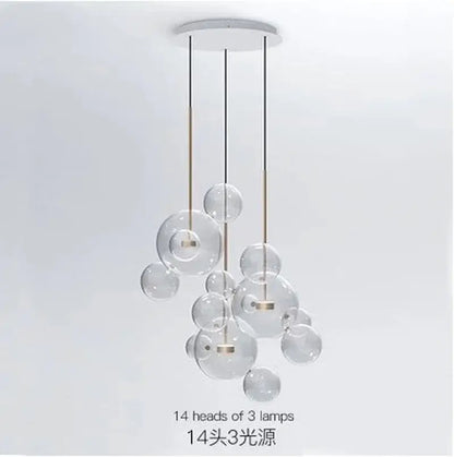 Modern gold and black glass chandelier with clear spherical bulbs and metallic rods for living room decorbites glass chandelier