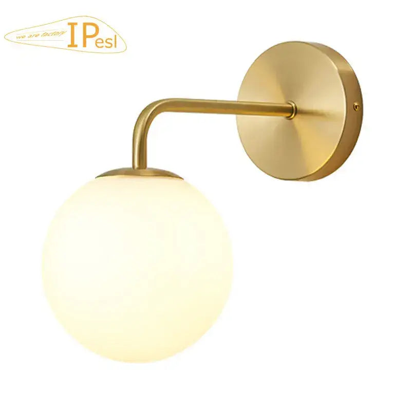 Modern gold and black led glass ball wall lights featuring a gold-finished spherical frosted glass globe for bedroom decorbites brozen black led