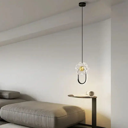 Modern gold and black led glass wall lamp features a delicate transparent glass pendant with decorbites led glass design