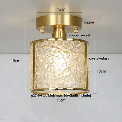 Modern gold and pink column glass crystal ceiling light with brass copper finish for bedroom decorbites column glass design