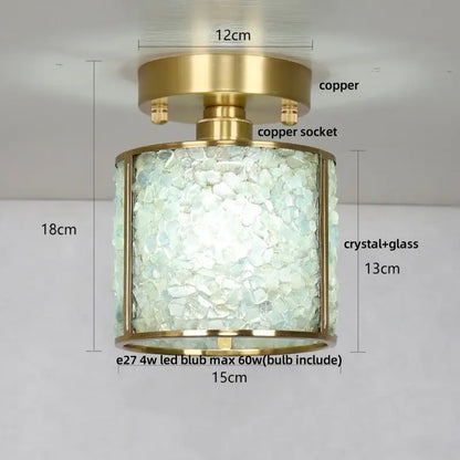 Modern gold and pink column glass crystal ceiling light with brass copper frame and pale blue green shards for bedroom decorbites column glass