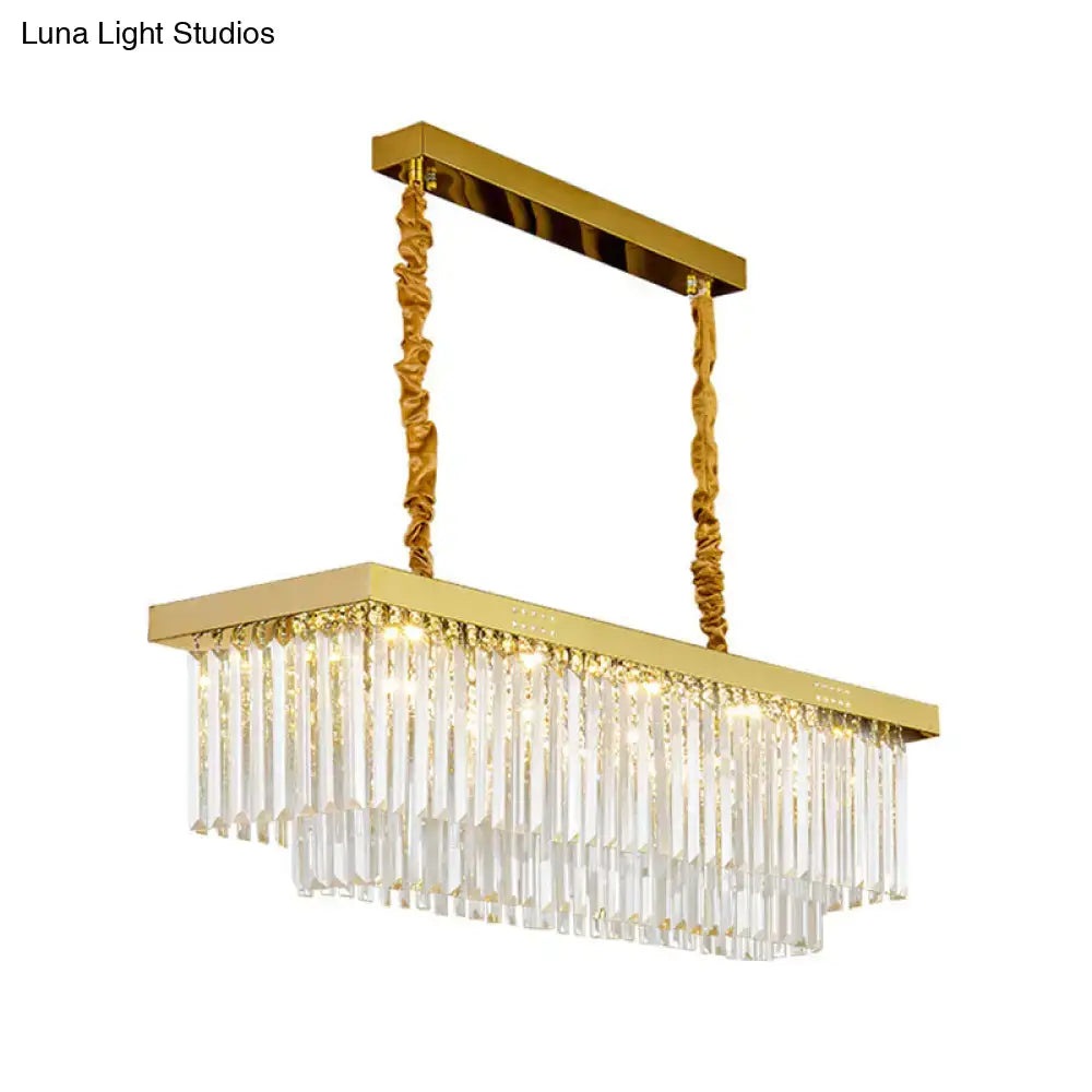 Modern gold and smoke gray crystal chandelier with e12 e14 bulb base featuring twisted chains and cascading prisms for kitchen island