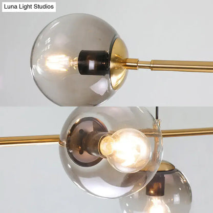 Modern gold and smoke gray globe hanging light with brass accents 220v-240v 110v-120v hanging light fixture for dining room island