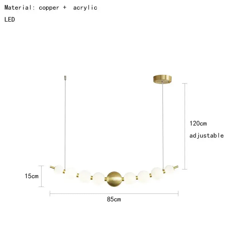 Modern gold and white decorbites acrylic led chandelier with brass-finished copper and frosted glass bulbs in arc design