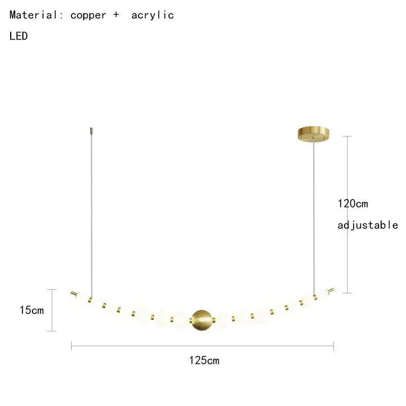 Modern gold and white acrylic led chandelier living room pendant light with curved copper and acrylic decorbites acrylic led design